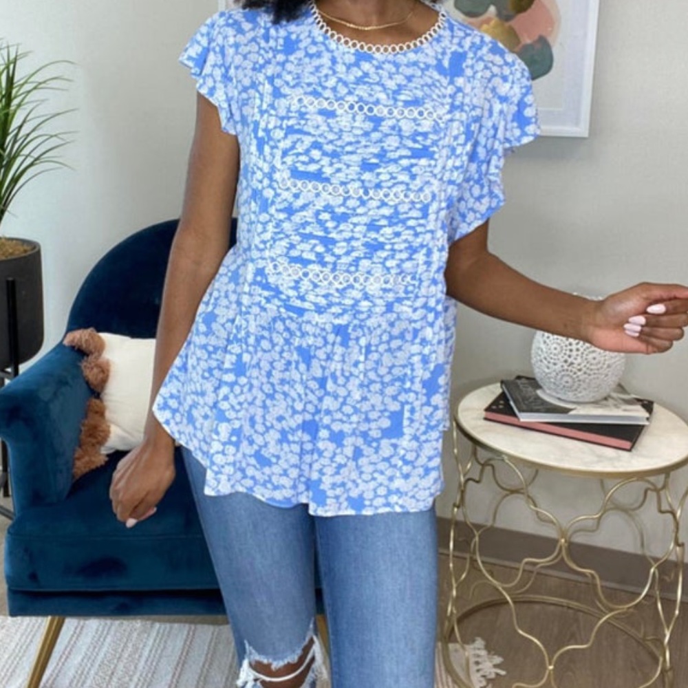 Blue Floral Top
